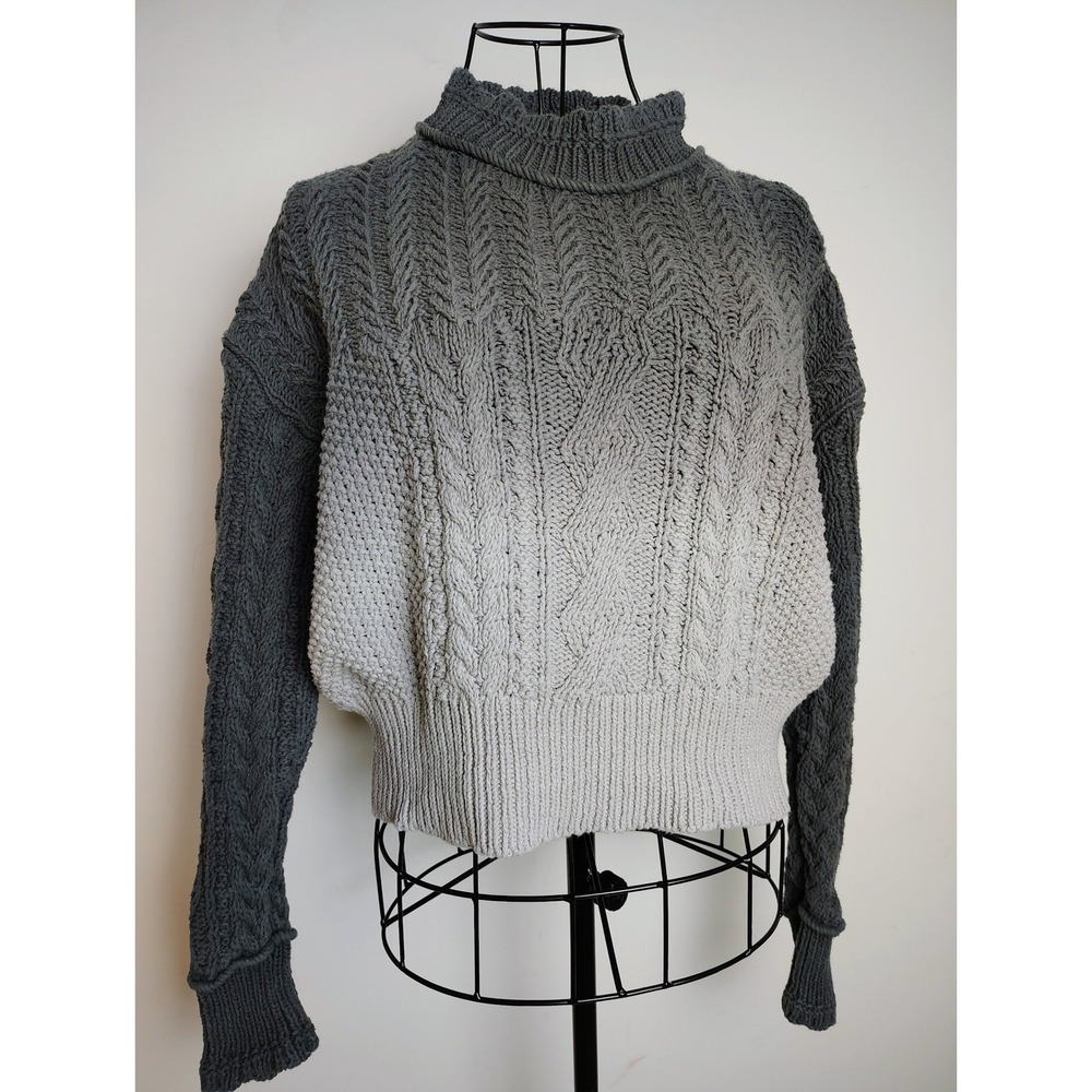 Anthropologie Gray Cable Knit Sweater Size Small